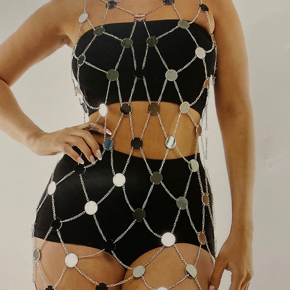 Music festival top! Silver hardware. Brand new never worn. One size. Body chain - Picture 2 of 4